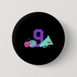 9th Birthday Cheer Girl Nine Year Old Cheerleader 6 Cm Round Badge