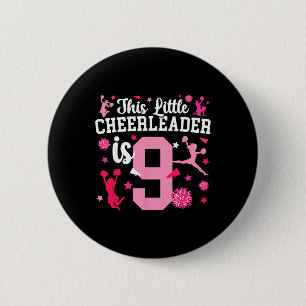 9th Birthday Cheer Girl Nine Year Old Cheerleader 6 Cm Round Badge