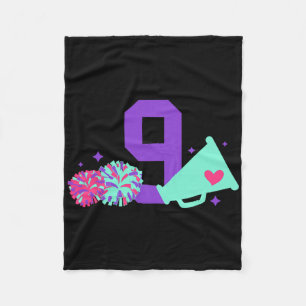 9th Birthday Cheer Girl Nine Year Old Cheerleader  Fleece Blanket