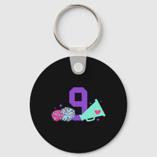 9th Birthday Cheer Girl Nine Year Old Cheerleader Key Ring