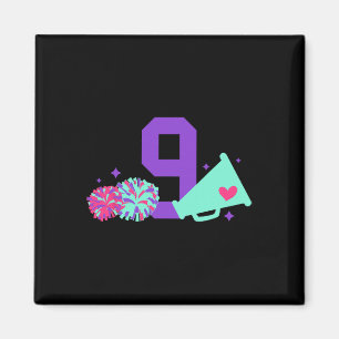 9th Birthday Cheer Girl Nine Year Old Cheerleader  Magnet