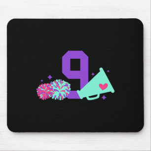 9th Birthday Cheer Girl Nine Year Old Cheerleader Mouse Pad