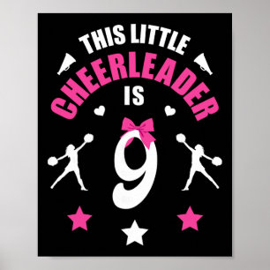 9th Birthday Cheerleader Girl T Shirt 9 Years Old Poster