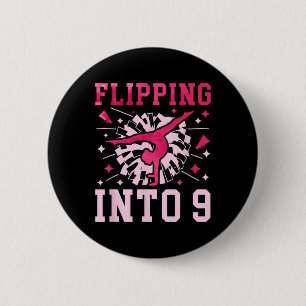 9th Birthday Cheerleading Girl Nine Year Old Cheer 6 Cm Round Badge