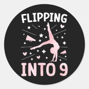 9th Birthday Cheerleading Girl Nine Year Old Cheer Classic Round Sticker