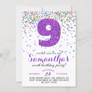 9th Birthday Confetti Invitation