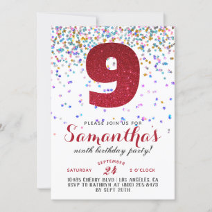 9th Birthday Confetti Invitation