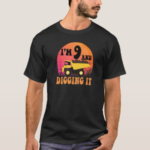 9th Birthday Construction Truck Kids I'm 9 & Diggi T-Shirt