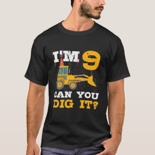 9Th Birthday Construction Truck Lover 9 Years Old T-Shirt