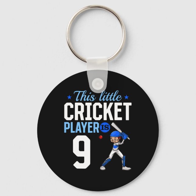 9th Birthday Cricket Player  Key Ring (Front)