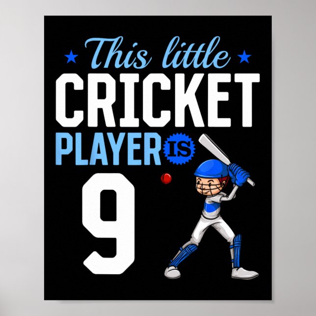 9th Birthday Cricket Player  Poster (Front)