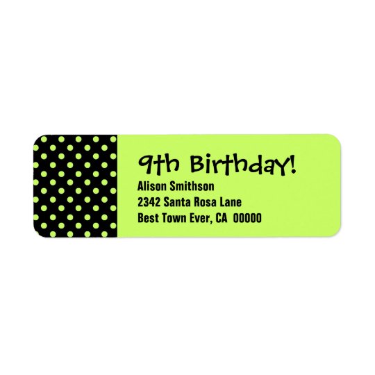 9th Birthday Cute Polka Dot Pattern Return Address Label