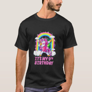 9th Birthday Dabbing Unicorn Birthday Party Girls T-Shirt