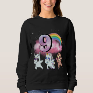 9th Birthday Dabbing Unicorn Sloth Sheep Sweatshirt