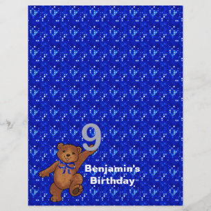 9th Birthday Dancing Bear Scrapbook Paper 3