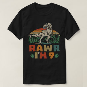 9th Birthday Dinosaur T Rex Rawr I'm 9 For Boys  T-Shirt
