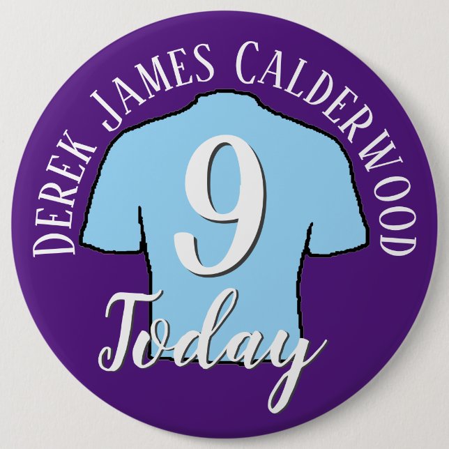 9th Birthday Football Badge to Personalise Button (Front)