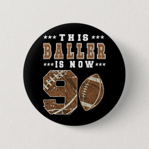 9th Birthday Football Boy Nine Year Old Football P 6 Cm Round Badge