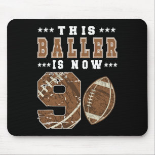 9th Birthday Football Boy Nine Year Old Football P Mouse Pad
