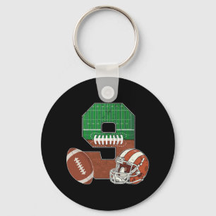 9th Birthday Football Theme 9 Year Old Boy Party Key Ring