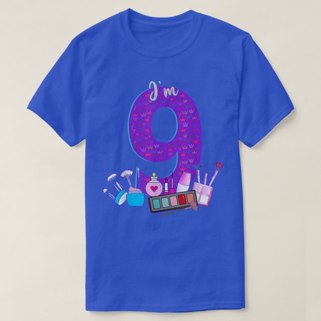 9th Birthday for Little Girl Makeup 9 Birthday 9Ye T-Shirt (Design Front)