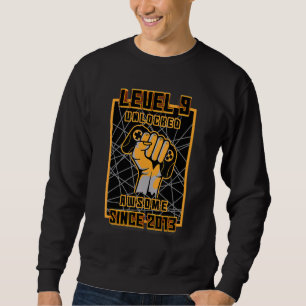 9th Birthday Gamer Boy Level 9 Unlocked Awesome Si Sweatshirt