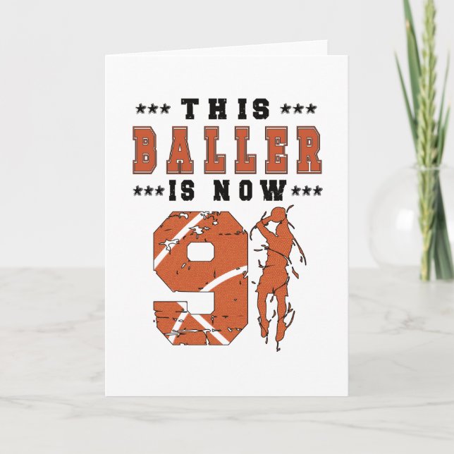 9th Birthday Gift Basketball Player 9 Year Old Boy Card (Front)