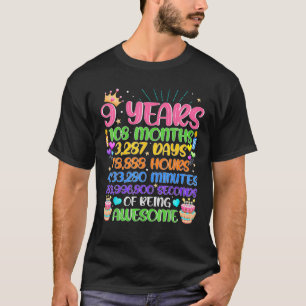 9Th Birthday Gift For 9 Years Old Being Awesome T-Shirt
