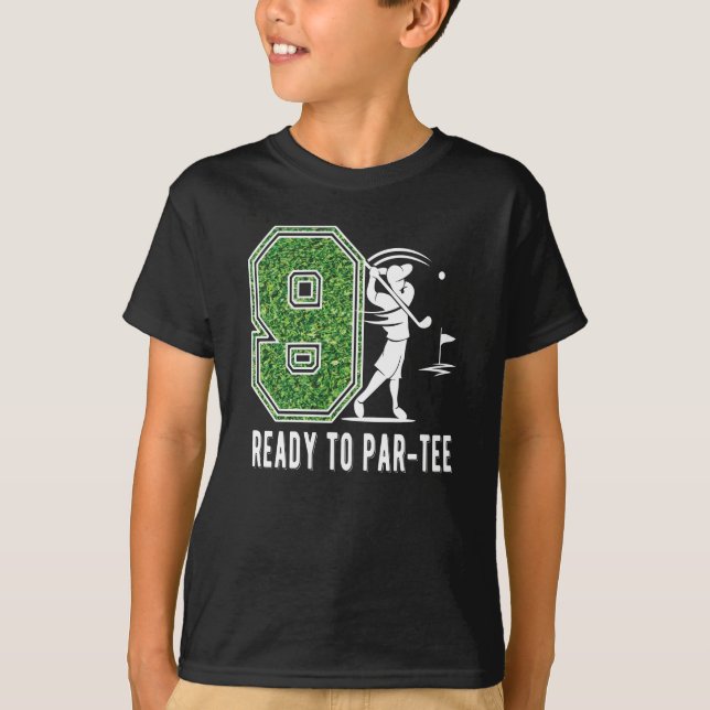 9th Birthday Gift Golf Player 9 Year Old Boy T-Shirt (Front)