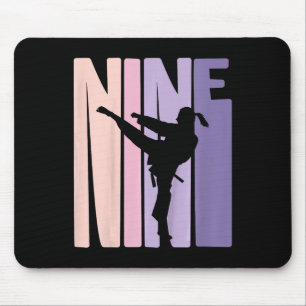 9th Birthday Gift Karate Retro Taekwondo Martial A Mouse Pad