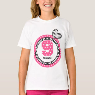 9th Birthday Gift Stars Heart Custom Name V12B T-Shirt