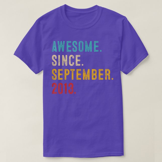 9th Birthday Gifts 9 Year Old Awesome Since Septem T-Shirt (Design Front)