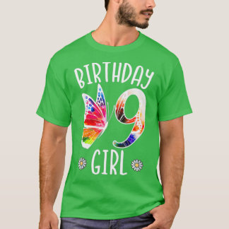 9Th Birthday Girl Butterflies 9 Years Old Girls Bu T-Shirt