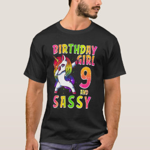 9Th Birthday Girl Dabbing Unicorn 9 Years Old And T-Shirt