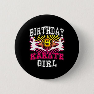 9th Birthday Girl - Karate 9 Years Old  6 Cm Round Badge