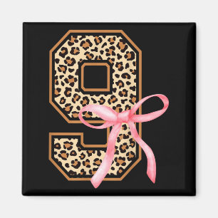 9th Birthday Girl Nk Coquette Bow Leopard 9 Year O Magnet