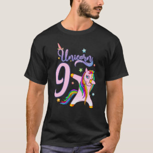 9th Birthday Girl Outfit Dabbing Unicorn Party T-Shirt