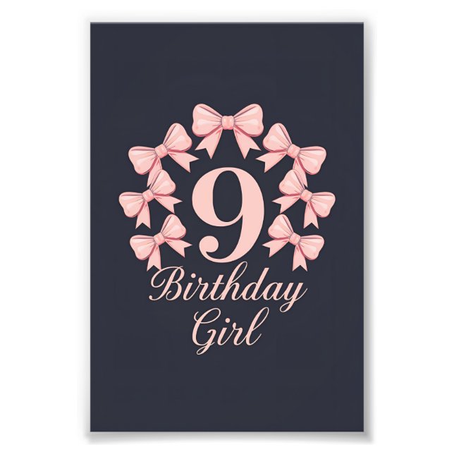 9th Birthday Girl Photo Print (Front)