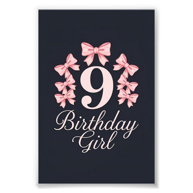 9th Birthday Girl Photo Print (Front)