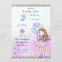 9th Birthday Girl Princess Cupcake Balloons