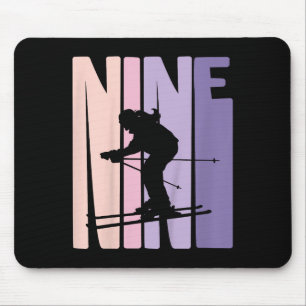 9th Birthday Girl Retro Ski Lover Skier 9 Years Ol Mouse Pad