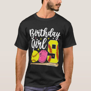 9th Birthday Girl Softll Ninth Bday 9 Yrs Nine Yea T-Shirt