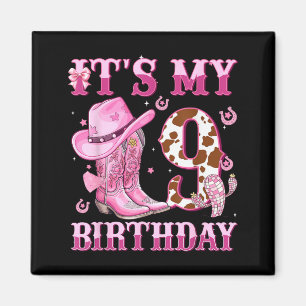 9th Birthday Girl Western Rodeo Cowgirl 9 Year Old Magnet