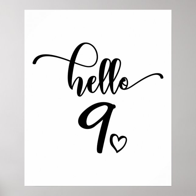 9th Birthday Girls Hello Nine Cute 9 Years Old Kid Poster (Front)