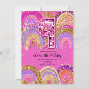 9th Birthday Girls Invitation