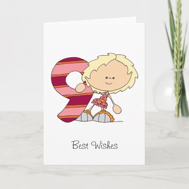 9th Birthday - Greetings Card - Girl (Front)