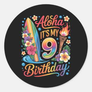 9th Birthday Hawaii Aloha Tropical Vacation Cruise Classic Round Sticker