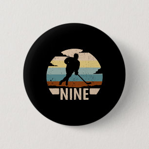 9th Birthday Ice Hockey 9 Year Birthday Boys Ice H 6 Cm Round Badge