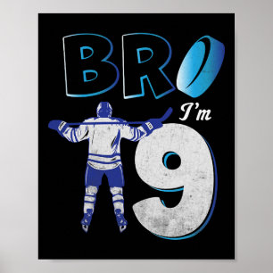 9th Birthday Ice Hockey Boy 9 Year Old Hockey Play Poster