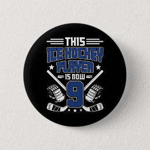 9th Birthday Ice Hockey Boy Nine Year Old Ice Hock 6 Cm Round Badge